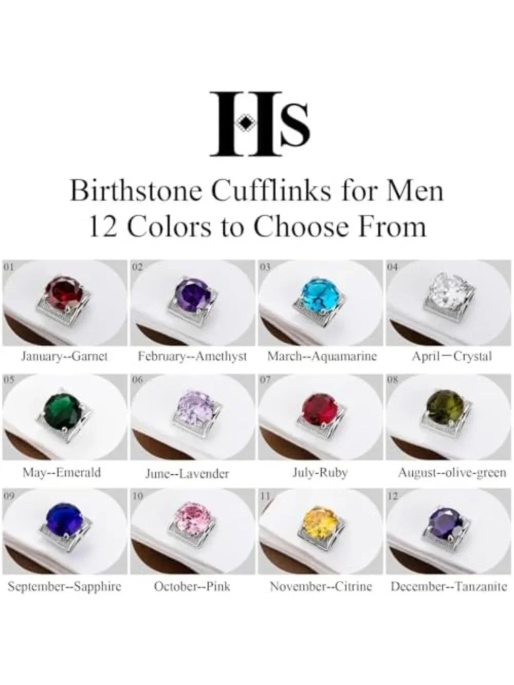 Colorful Gemstone Cuff Links for Men - Stylish Silver Birthstone Accessories for